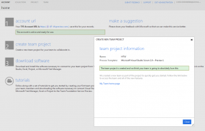 Anmeldung beim Closed Preview der Team Foundation Services